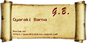 Gyaraki Barna névjegykártya